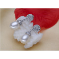 8mm AAA Grade Wholesale Drop Argent sterling Real Fresh Water Boucles d&#39;oreille en perles d&#39;eau douce cultivées